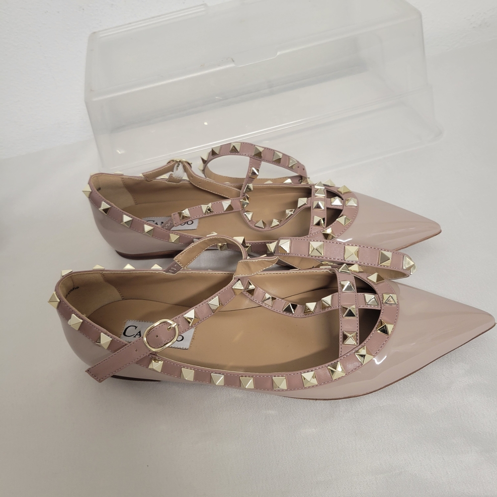 Camssoo Rock Studded Mauve Flats with Ankle Strap - Picture 7 of 11